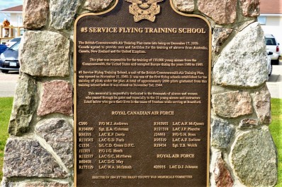 RCAF Brantford BCATP No. 5 SFTS Plaque<br>Courtesy - John S. Bond