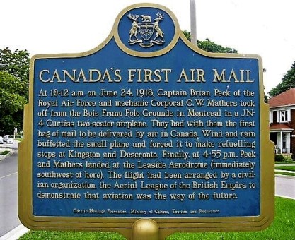 Canadas First Air Mail Plaque