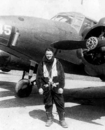 Fred Williamson in front of an Avro Anson at No. 5 SFTS Brantford 1942.<br>Photo Courtesy - Fred Williamson