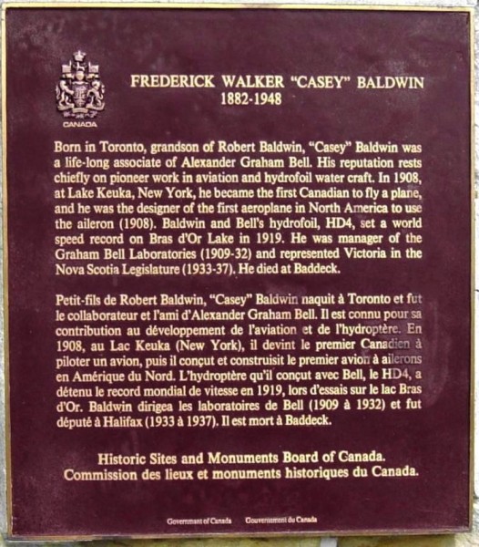 Frederick Walker Casey Baldwin Plaque