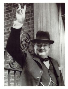 Winston Churchill Salute Winston Churchill gives his famous V for Victory Salute, June 1943