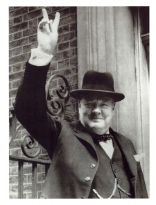 Winston Churchill Salute Winston Churchill gives his famous V for Victory Salute, June 1943