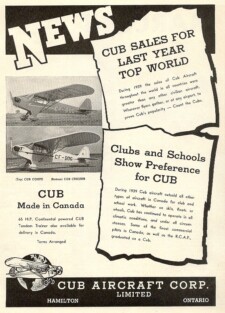 Cub Aircraft Corp Ad Cub Aircraft Corp Ad - Canadian Aviation, April 1940 Edition