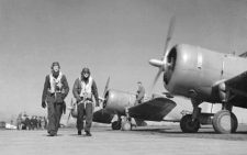 Pilot trainees with Curtiss P-36 aircraft at the Little Norway training centre, Toronto Island, Apr 1941 / Toronto, Ont. Curtiss P-36's at Little Norway - Toronto Island Airport 1941