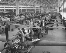 Curtiss P-40's Assembly, WWII Curtiss P-40's Being Assembled in Buffalo N.Y. WWII
