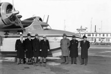 The Globe & Mail's Grumman G-73 Mallard CF-EIZ The Globe & Mail's Grumman G-73 Mallard CF-EIZ at Toronto Island Airport - Conn Smythe is 4th from the left