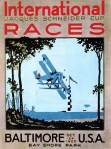 Jacques Schneider Cup poster 1925 Jacques Schneider Cup poster 1925 - Race was won by Jimmie Doolittle at an average speed of 232.57 miles per hour.