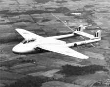 DHC Test Pilot George Neal on a test flight in Vampire 17057 DHC Test Pilot George Neal on a test flight in Vampire 17057